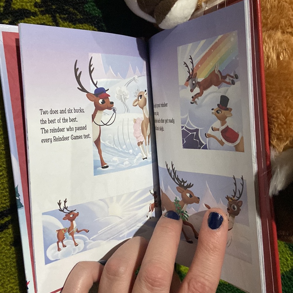Rudolph plush stuffed animal and Rudolph and the Reindeer Games hardcover book - Picture 4 of 6